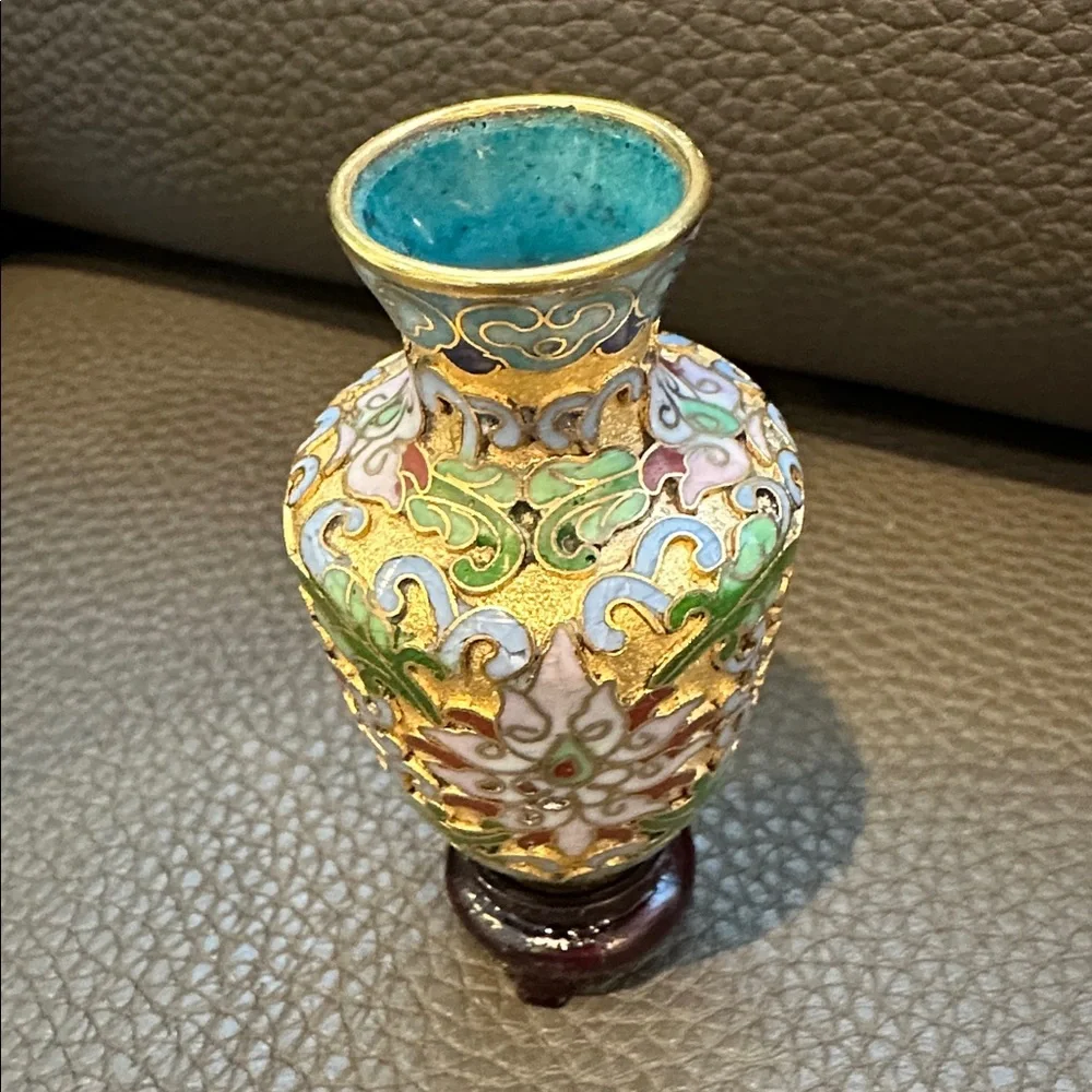 Vintage Gold Cloisonné Mini Vase